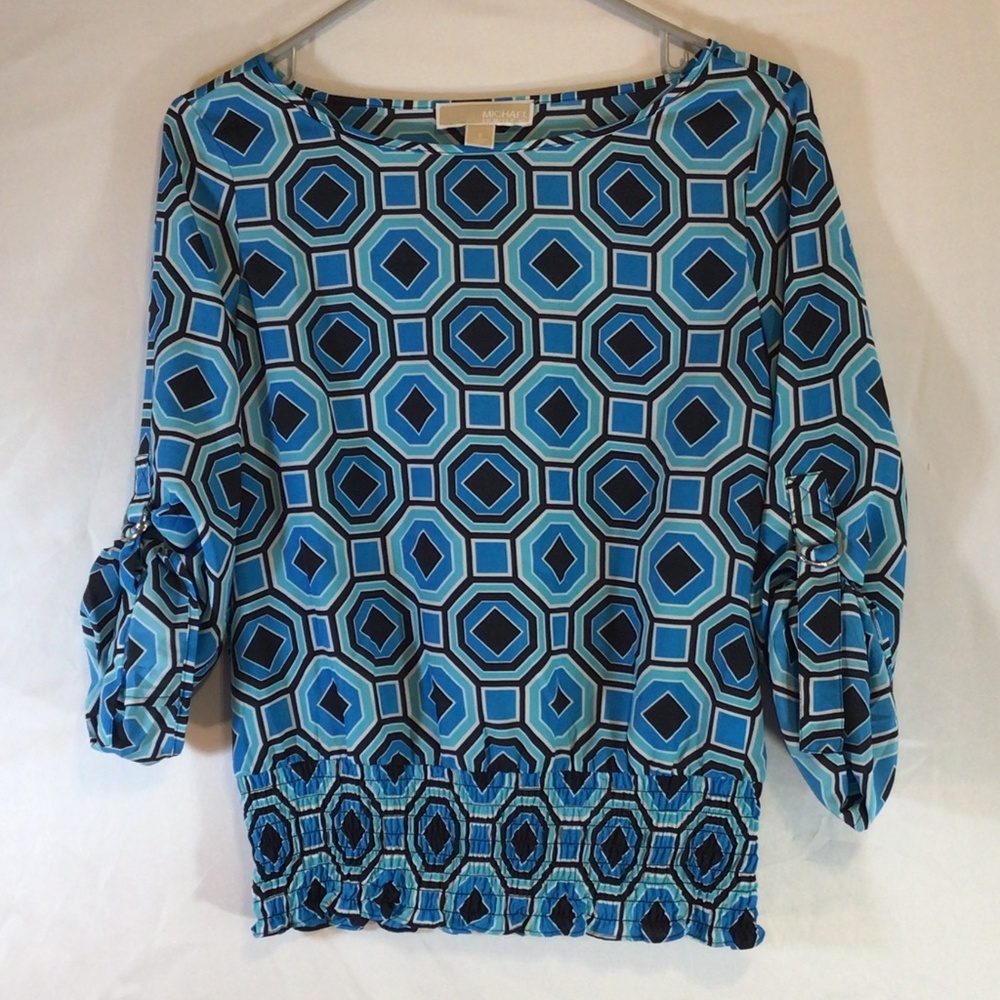Michael michael kors womens top blue size Small geometric print retro funky
